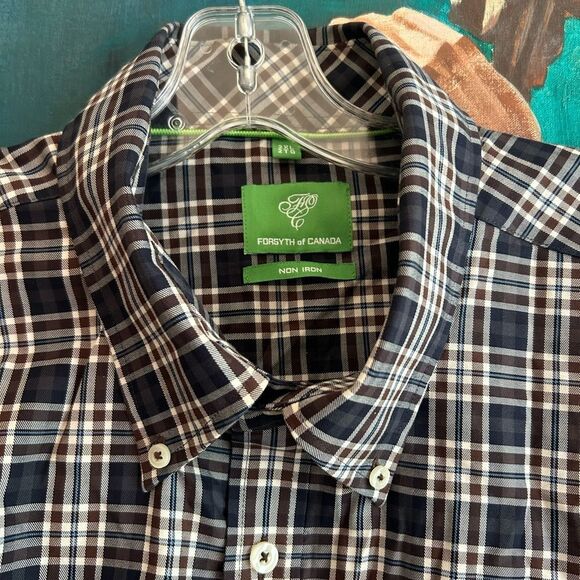 Forsyth of Canada Plaid Shirt Non Iron Button Down Long Sleeve Men's Size 2XL - Picture 5 of 16
